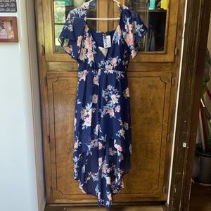Blue floral high low dress